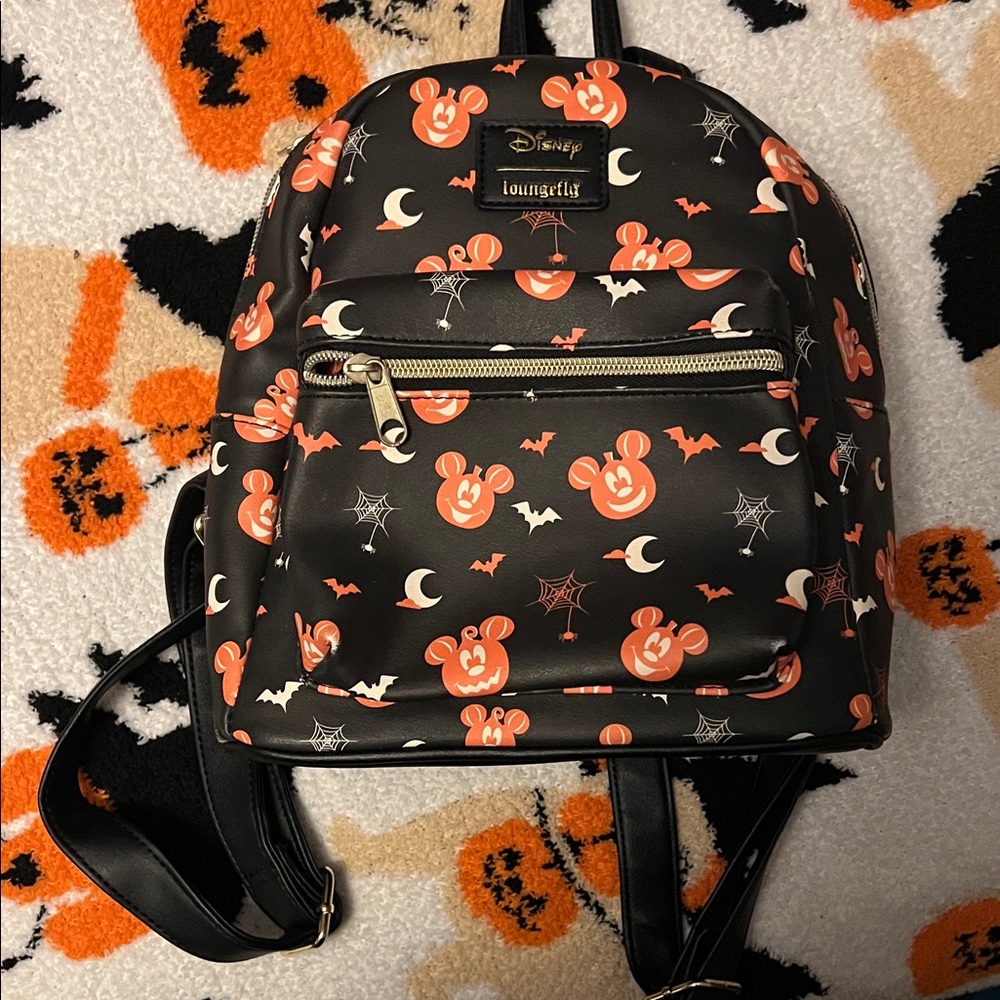 Loungefly Disney Black and Orange Halloween Mickey Mini Backpack